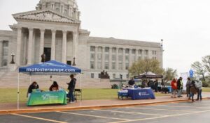 Tables set up for parade