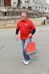 Man handing out candy