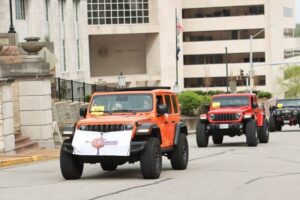 Jeeps participating in parade