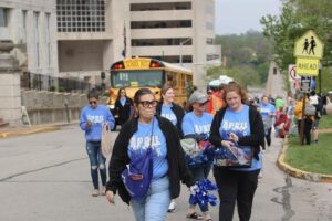 People walking in parade