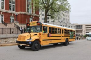 Bus participating in parade