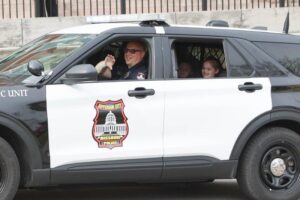 Jefferson City Police car with children in back seat